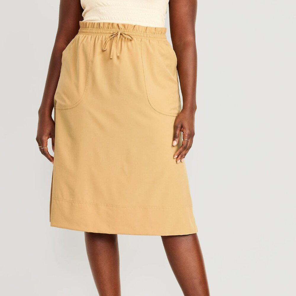 High-Waisted StretchTech Packable Midi Skirt